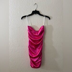 Un Deux Trois UDT Fashion Girls Pink Satin Ruched Party Dress Size M Big Kids